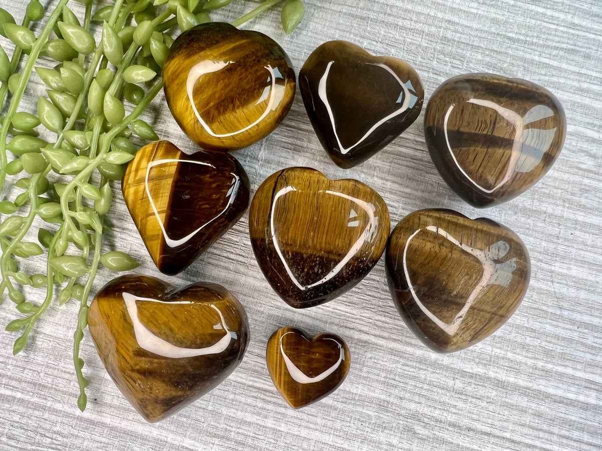 Gold Tigers Eye Puffy Heart Crystal, Ethically Sourced UK Crystals, Crystal Gift For Friend, Self Confidence and Courage Stone, Root Chakra
