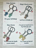 Crystal Mushroom Keyring, Jade Gift, Clear Quartz, Green Aventurine, Tigers Eye, Red Jasper, Sodalite, Dalmatian Jasper, Gift for new home