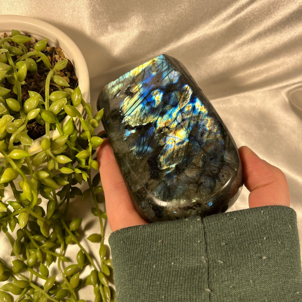 Labradorite Freeform , High Flash Standing Labradorite, Third Eye and Crown Chakra, Consciously Sourced, 765g