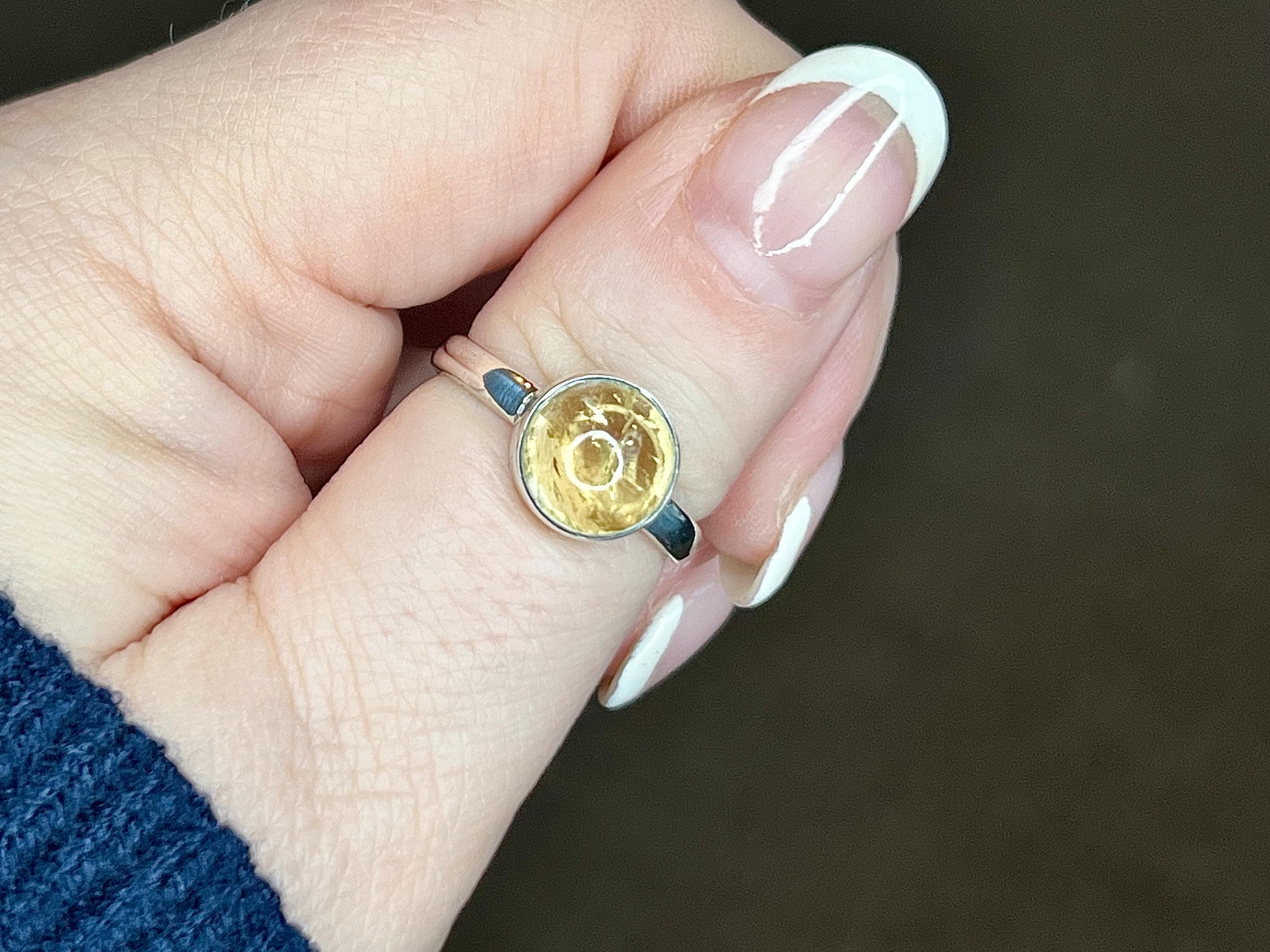 Citrine Crystal Ring, 925 Sterling Silver, UK size Q, Gemstone Jewellery, Crystal gift for wealth, Ethically sourced, metaphysical shop