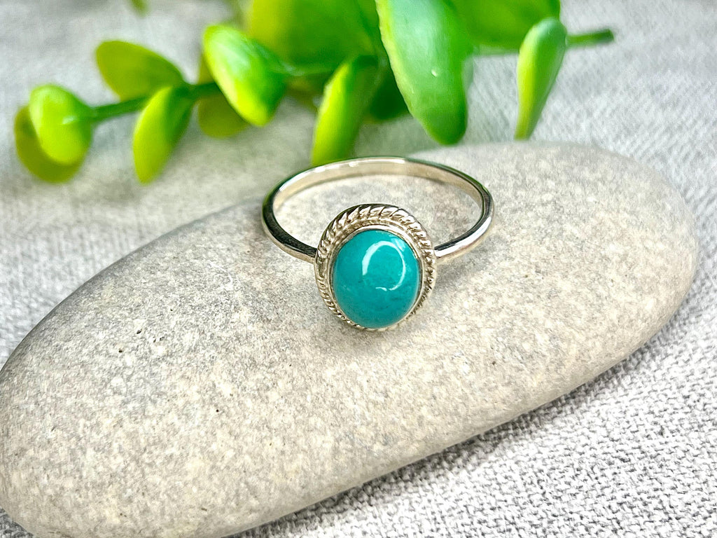 Chrysocolla Crystal Ring, 925 Sterling Silver, UK size W, Gemstone Jewellery, Crystal gift for calming, Ethically sourced, metaphysical shop