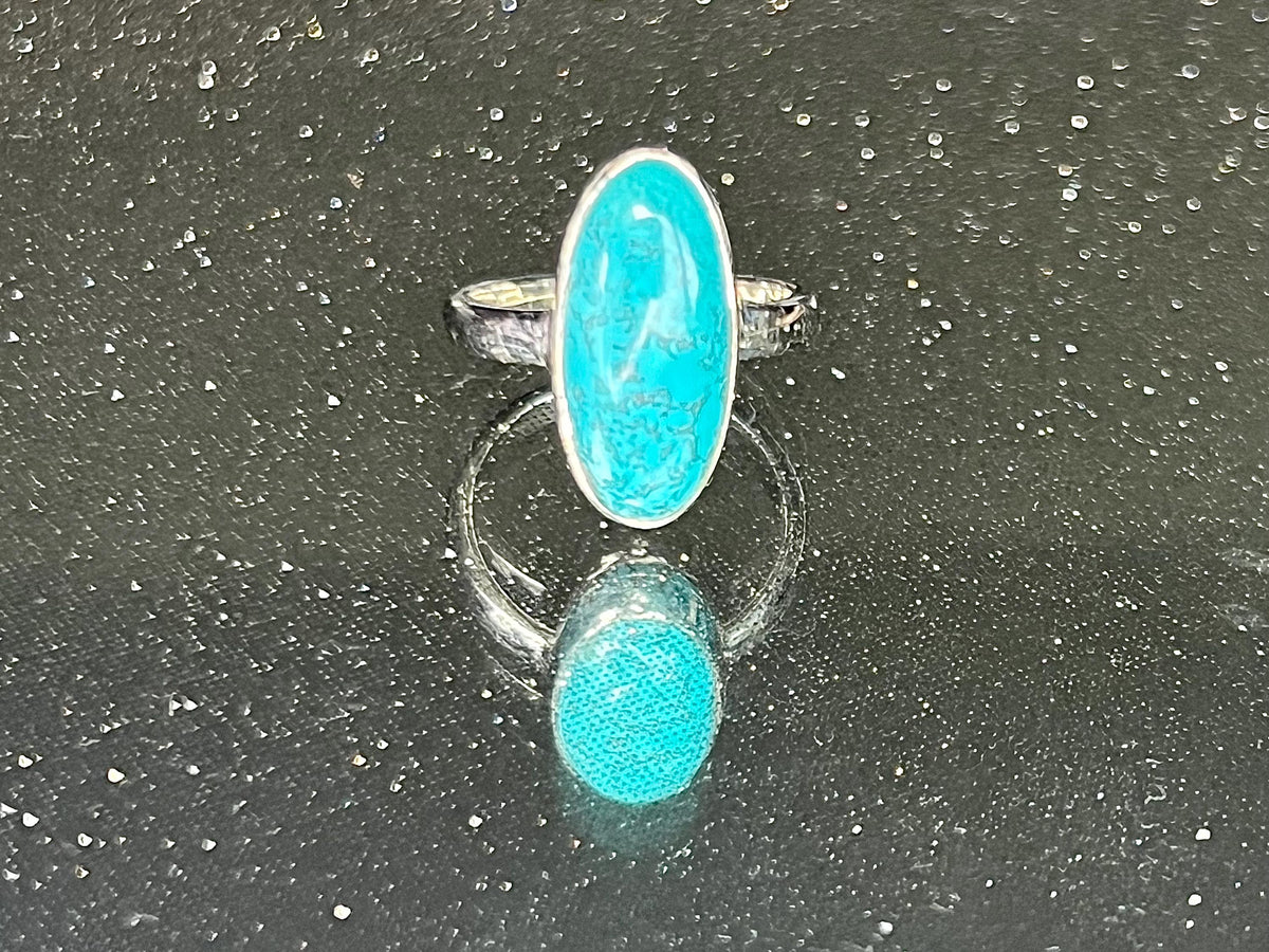 Chrysocolla Crystal Ring, 925 Sterling Silver, UK size M, Gemstone Jewellery, Crystal gift for calming, Ethically sourced, metaphysical shop