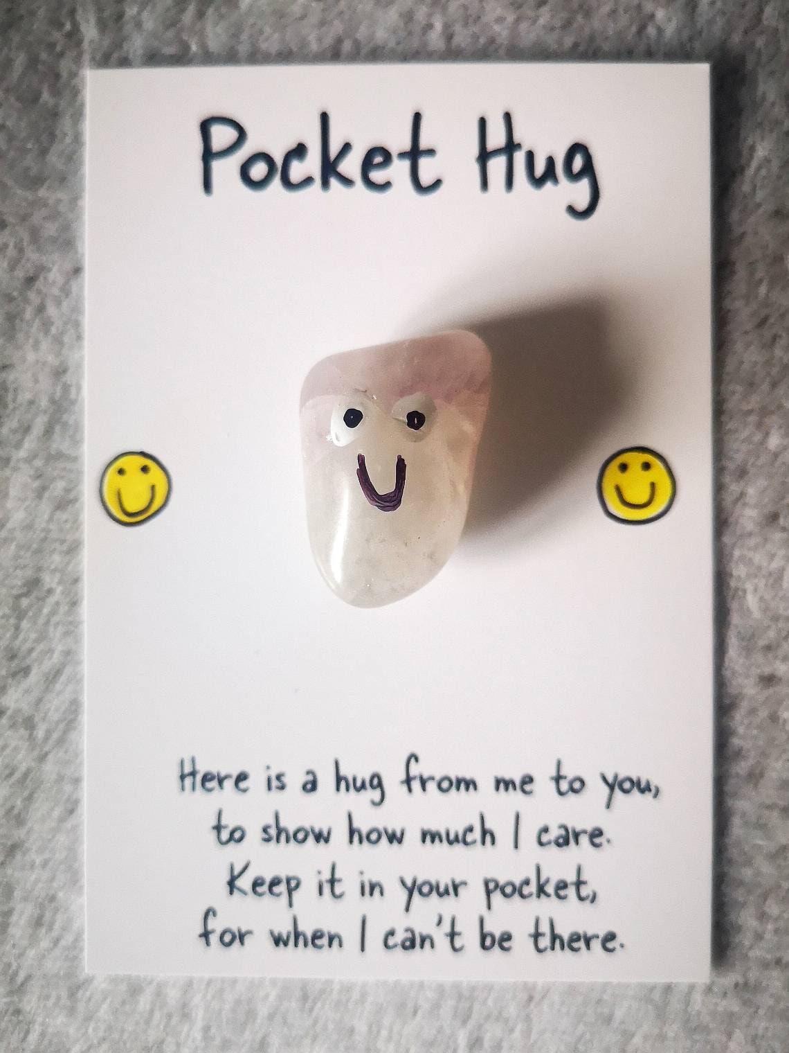 Crystal pocket hug, letterbox gift, poem card, pick me up gift, I miss you gift, love you, thinking of you, thank you, Crystal Gift, UK