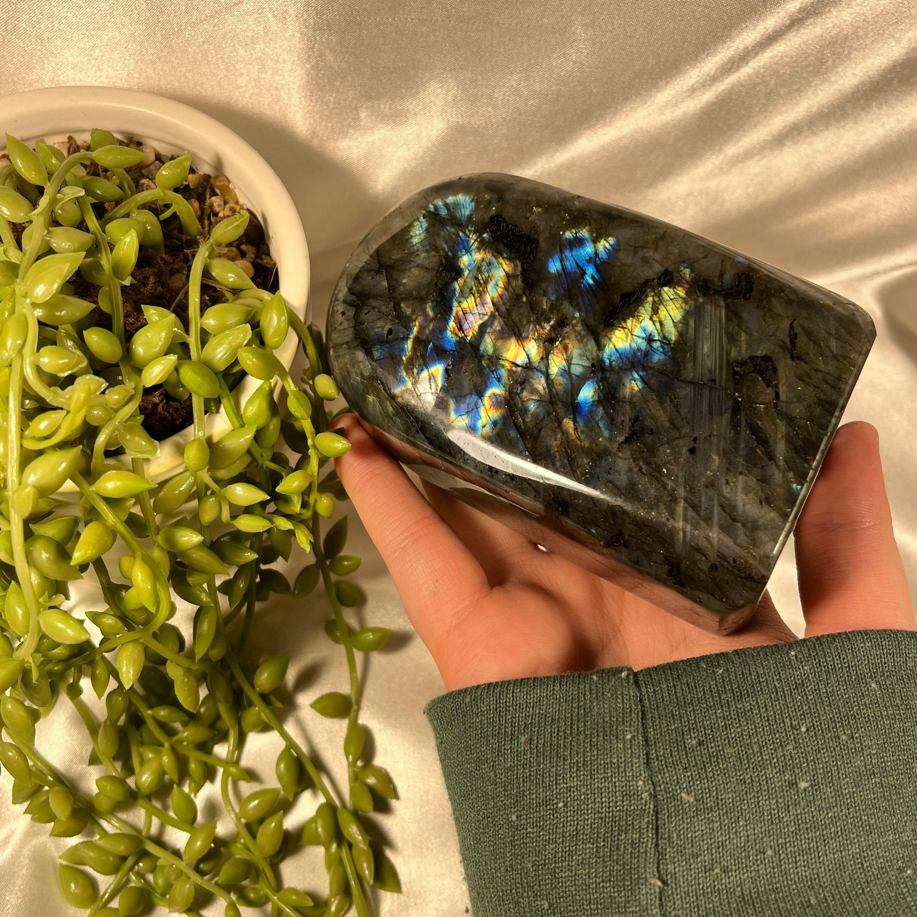 Labradorite Freeform , High Flash Standing Labradorite, Third Eye and Crown Chakra, Consciously Sourced, 765g