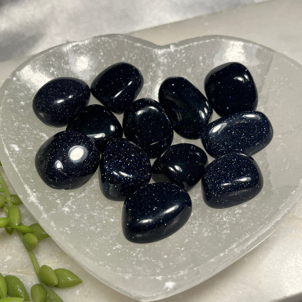 Blue Goldstone Tumblestones , Manmade Crystals , Goldstone , Consciously Sourced , UK Crystals