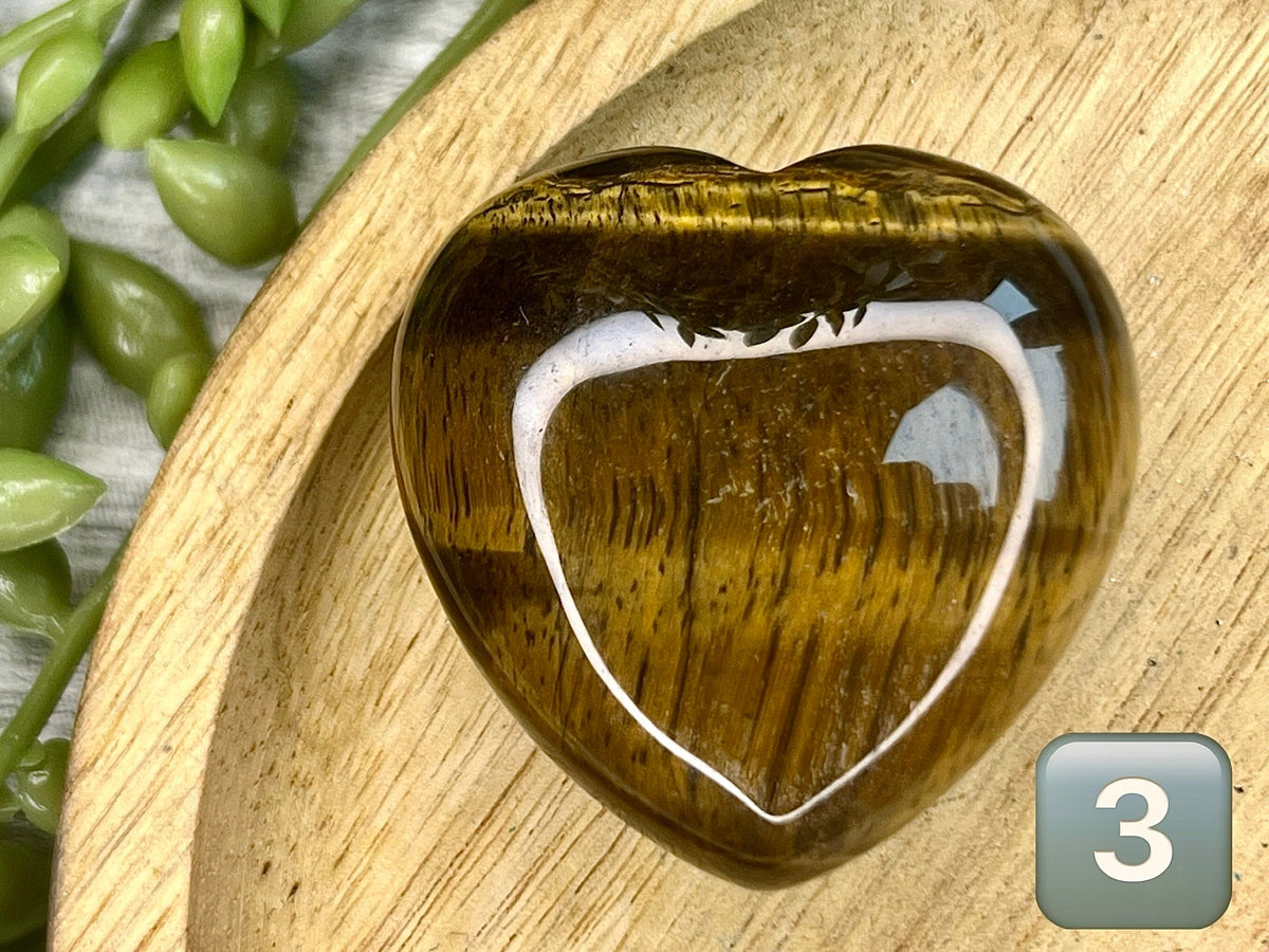 Gold Tigers Eye Puffy Heart Crystal, Ethically Sourced UK Crystals, Crystal Gift For Friend, Self Confidence and Courage Stone, Root Chakra
