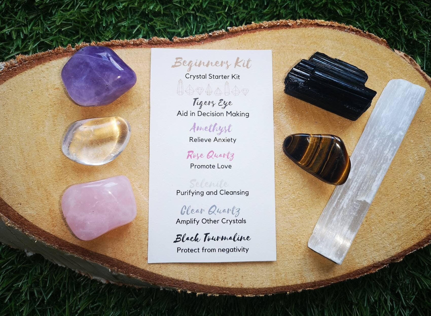 Beginners Crystal Kit, Crystal Starter Kit, UK Crystals, Ethically Sourced Healing Crystals, Unique Gift, Rose Quartz, Amethyst, Tigers Eye