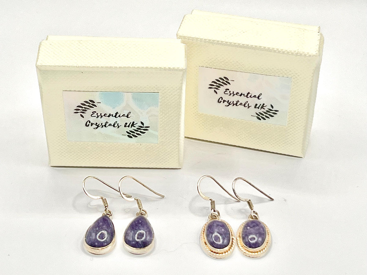 Sterling silver lepidolite dangle earrings, crown chakra gemstone drop earrings for women, metaphysical shops, birthday gift for her