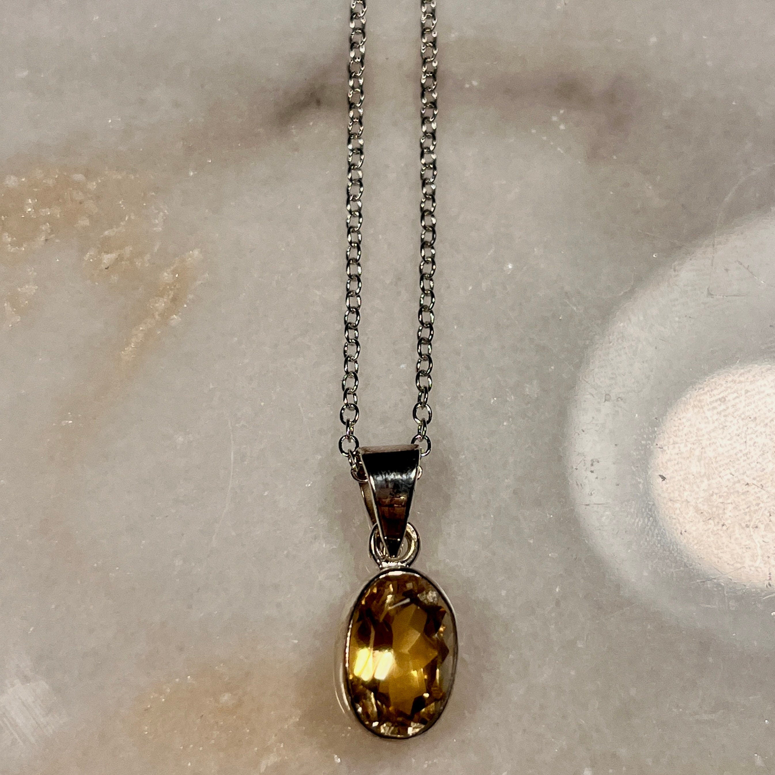 Faceted Natural Citrine Necklaces, Crystal Jewellery, Sterling Silver and gemstone necklace, Mothers Day Gift for her, Crystal for healing