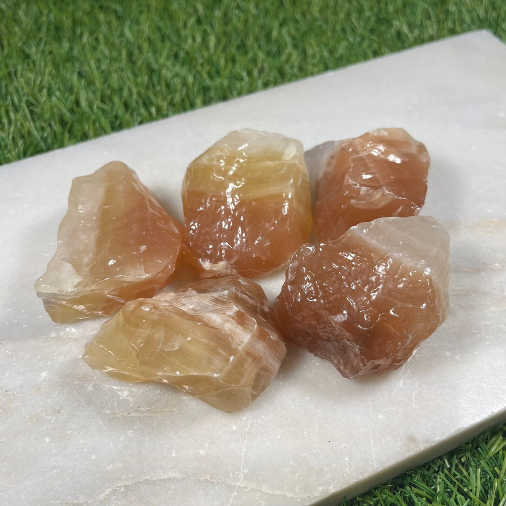 Raw Mixed Calcite Crystal Chunks, Pink, Green, Two Tone and Beige Calcite