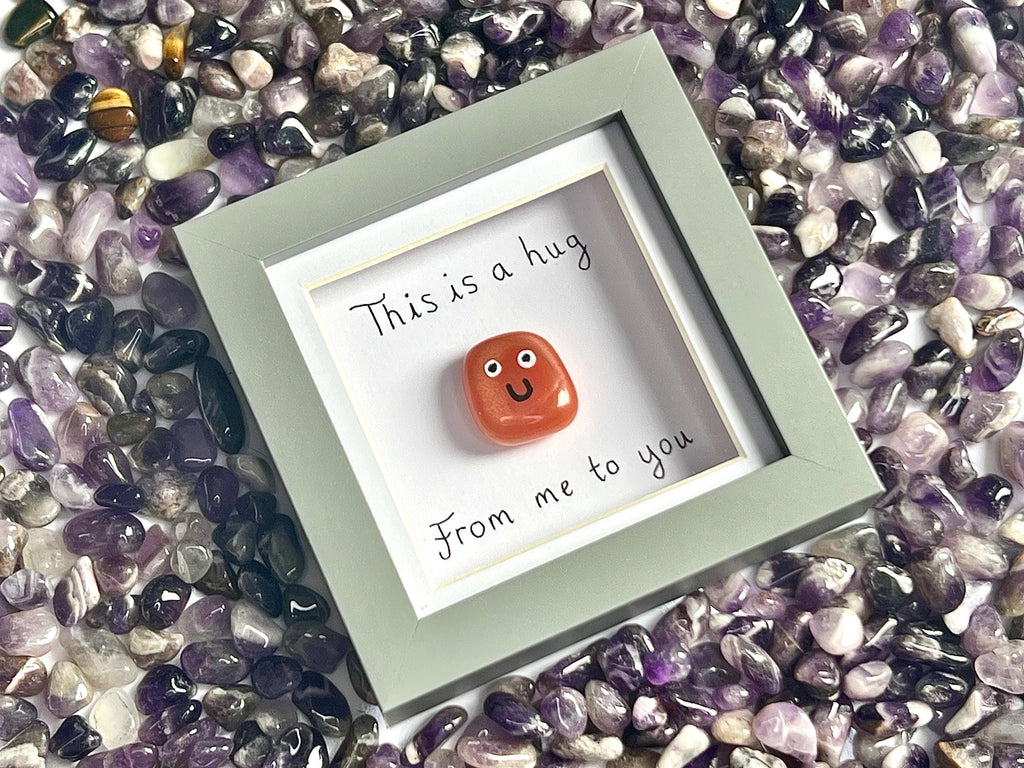 Framed Crystal Pocket Hug, Handmade Gift, Amethyst, Rose Quartz