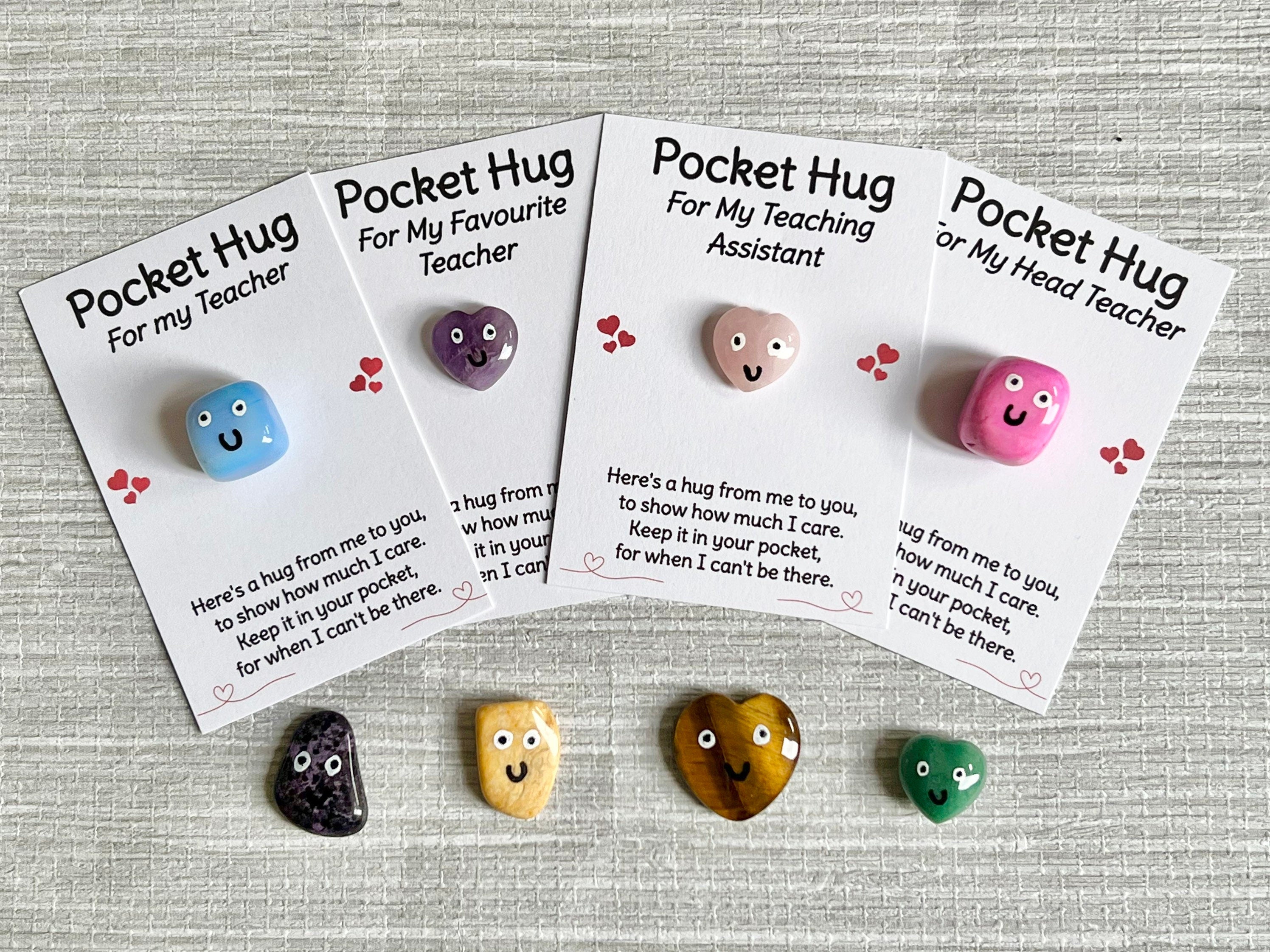 Crystal pocket hug for my Teacher, Head Teacher Thank You gift, Favourite Teacher poem card, End of Year Present for my Teaching Assistant
