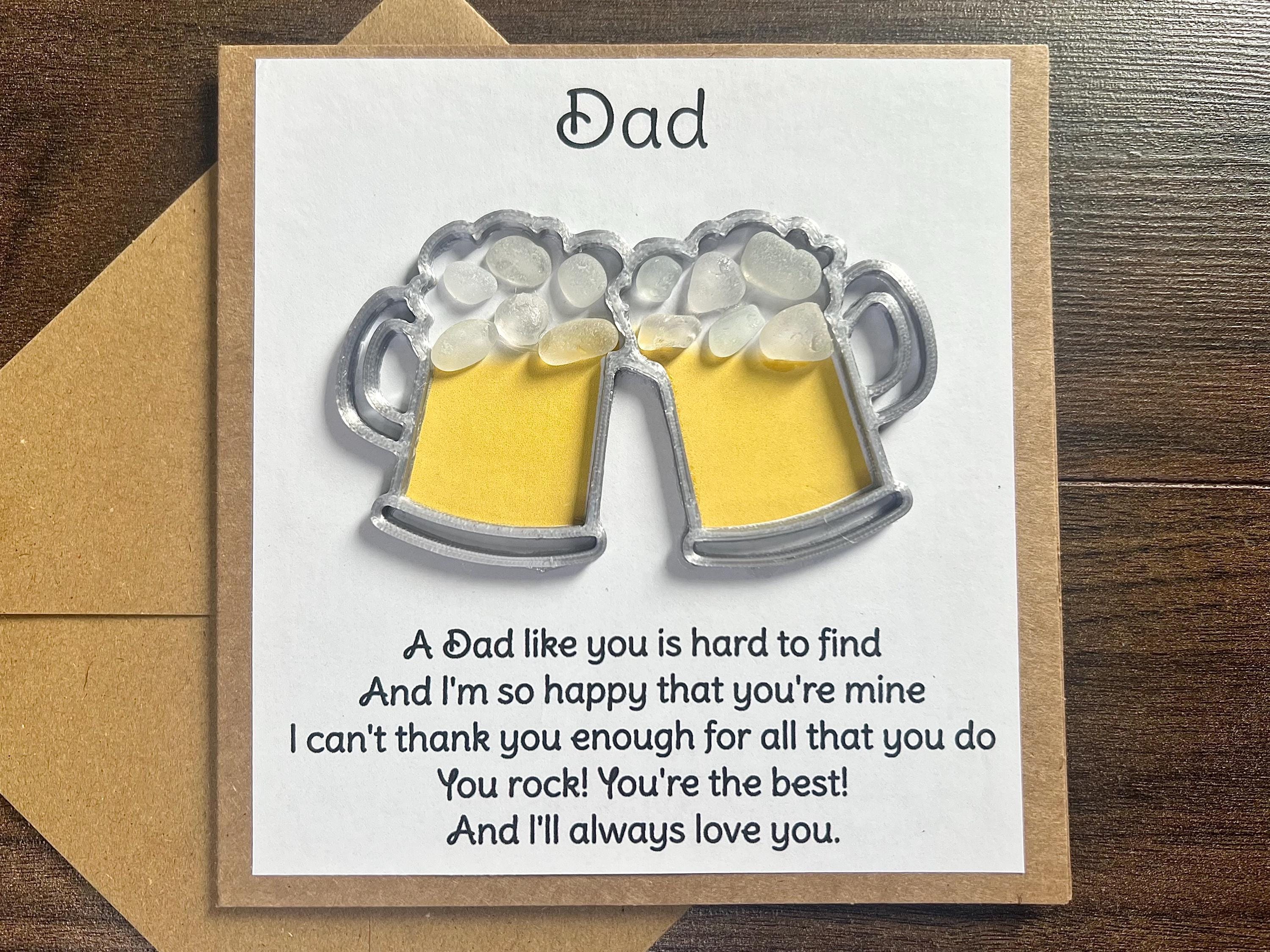 Dad You Rock Card, Beer Pint Tankard and Seaglass Picture, Drinks Gift for him, Fathers Day, Birthday or Christmas, Seaham Glass, 3D Printed