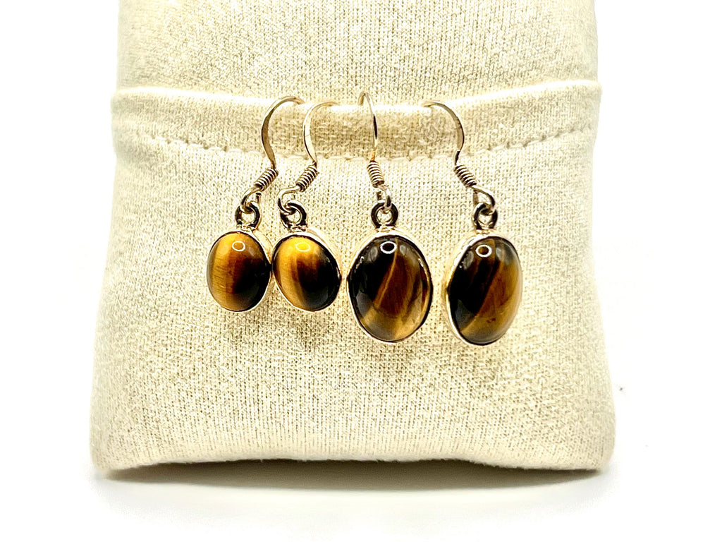 Sterling Silver Tigers Eye Crystal Dangle Earrings, Solar Plexus Chakra Gemstone, Tiger Eye Drop Earring, November Birthstone Gift for her