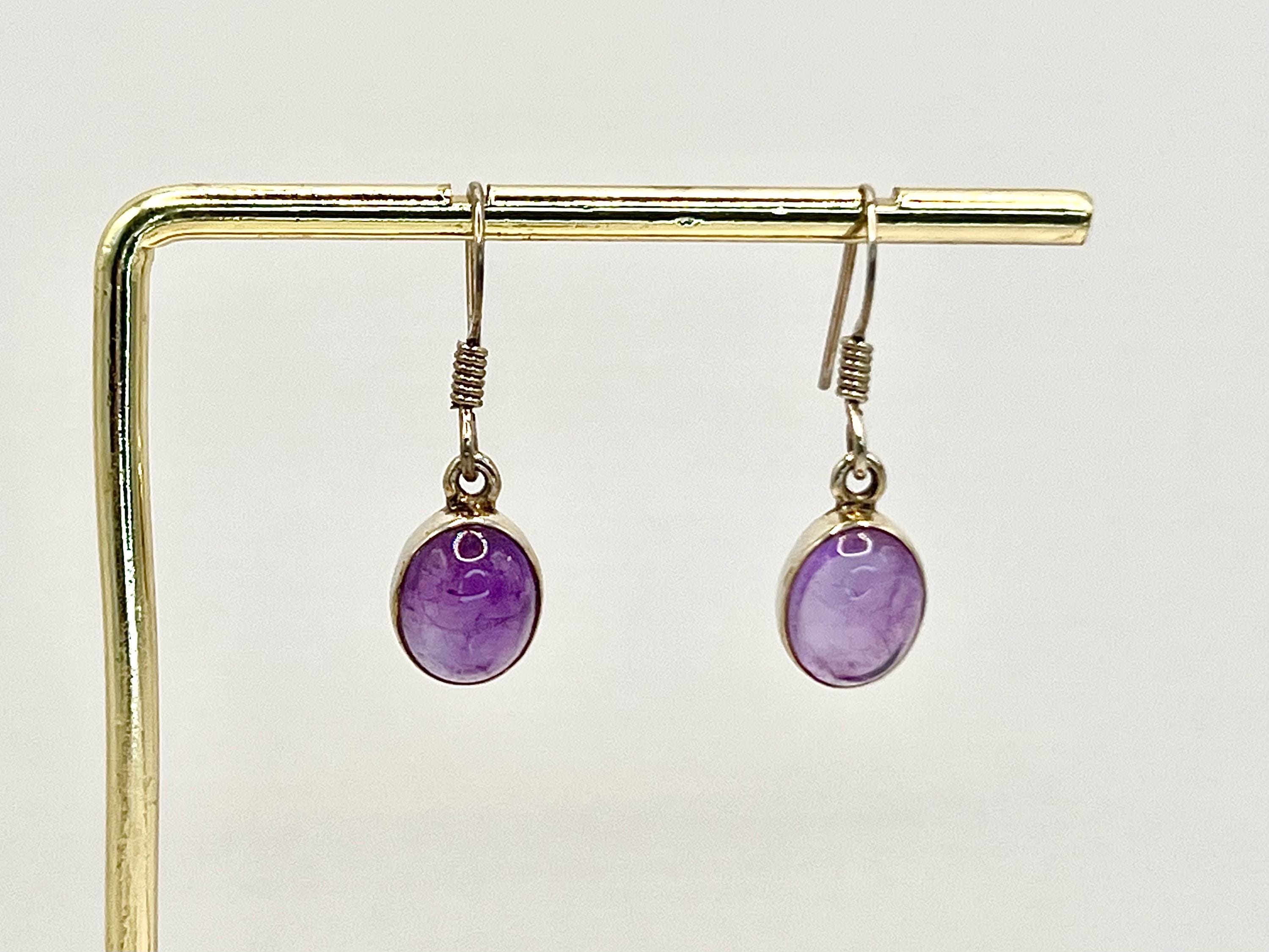 Sterling silver amethyst dangle earrings, crown chakra gemstone drop earrings for women, metaphysical shops, February birthday gift for her