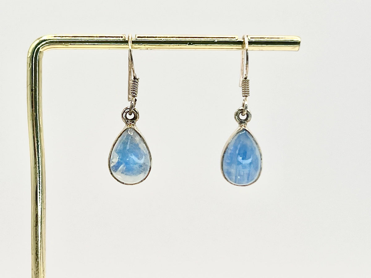 Sterling silver blue moonstone dangle earrings, crown chakra, gemstone drop earrings for women, metaphysical shop, June birthday gift for her
