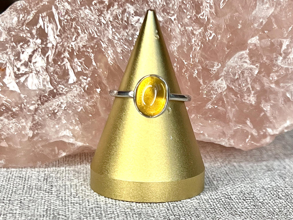 Citrine Crystal Ring, 925 Sterling Silver, UK size P, Gemstone Jewellery, Crystal gift for wealth, Ethically sourced, metaphysical shop