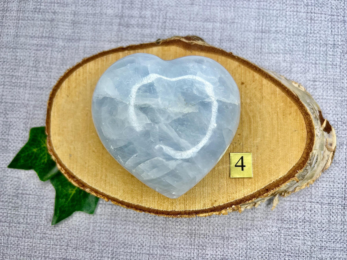 Blue Calcite Crystal Hearts, Reiki stone for peace, Birthday gift for her, Valentines present, Mothers Day gift for Mum, Grandma, Daughter