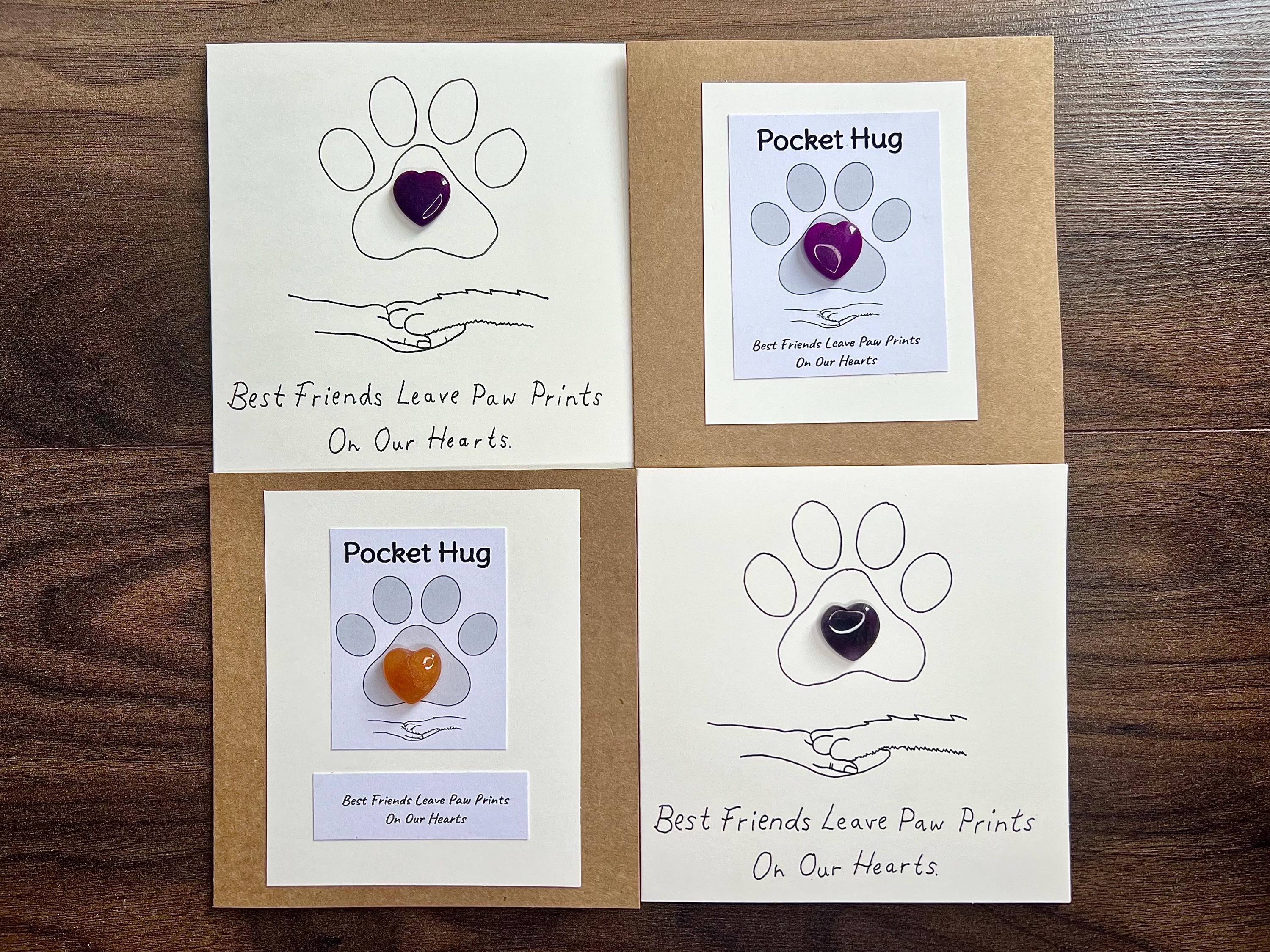 Pet Bereavement Cards, Pocket Hug Crystal Hearts, Recovery Crystals, Gift for Dog Loss, Cat sympathy card, Rainbow Bridge, Best Friend