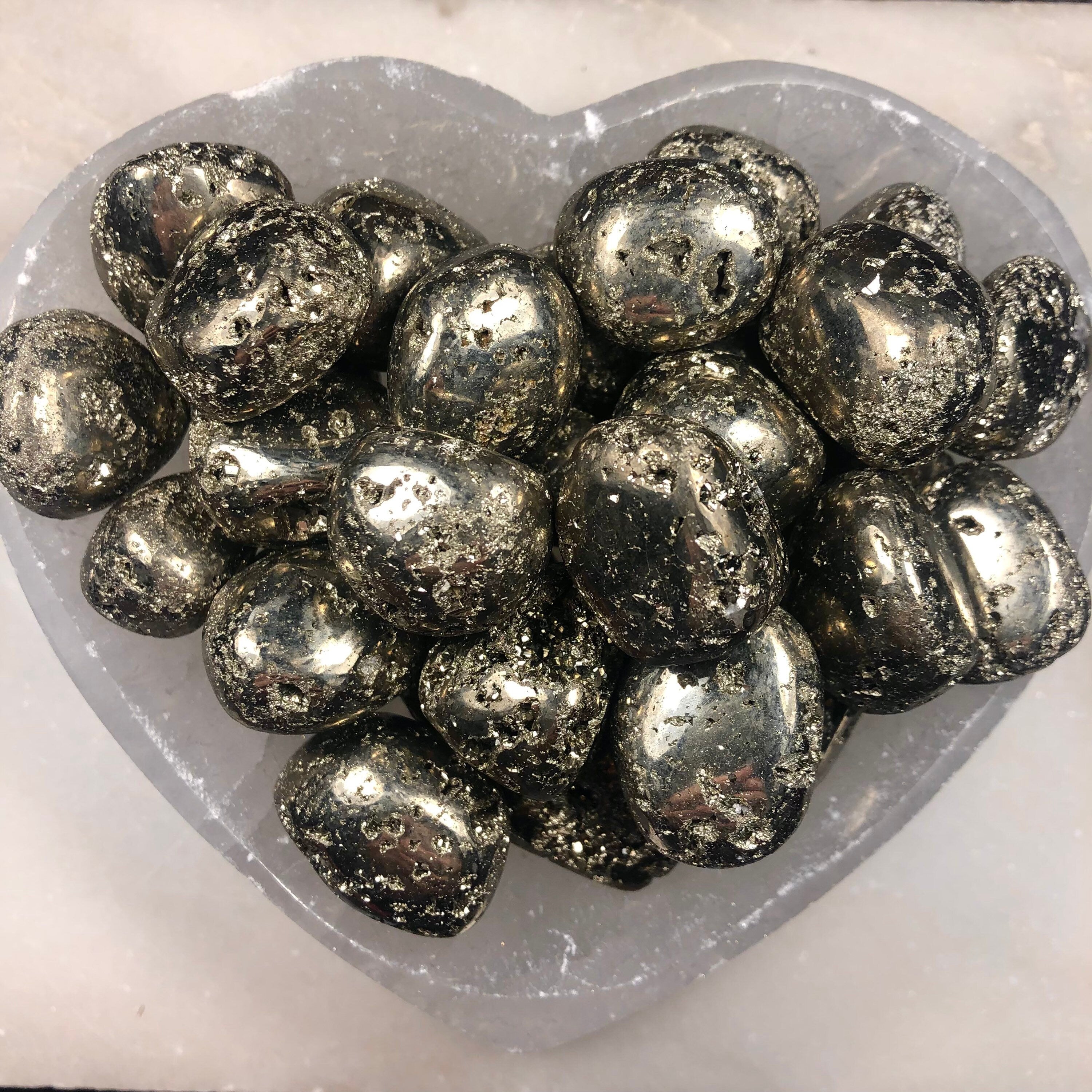 Pyrite Tumblestones, Crystals to Attract Abundance and Wealth, Fools Gold Tumbles