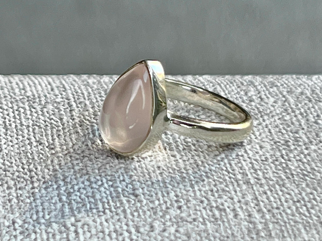 Rose Quartz Crystal Ring Size N, 925 Sterling Silver, Crystal Jewellery Gift for her, Pink Gemstone, Stone for Love, UK Ethically sourced