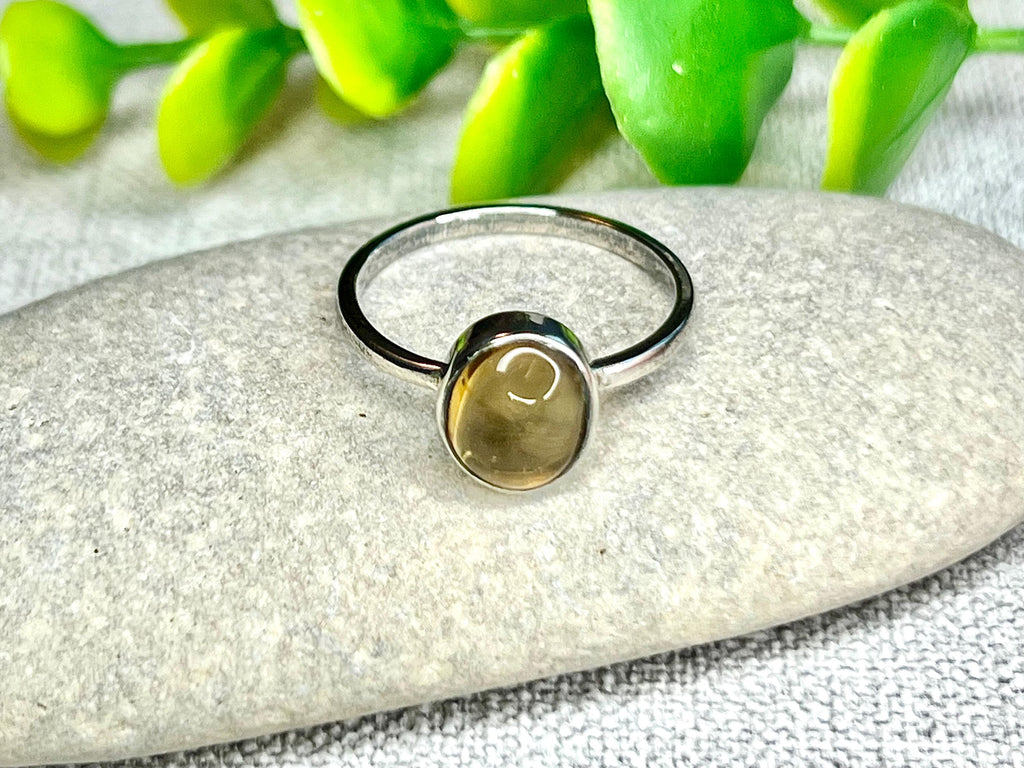 Citrine Crystal Ring, 925 Sterling Silver, UK size P, Gemstone Jewellery, Crystal gift for wealth, Ethically sourced, metaphysical shop