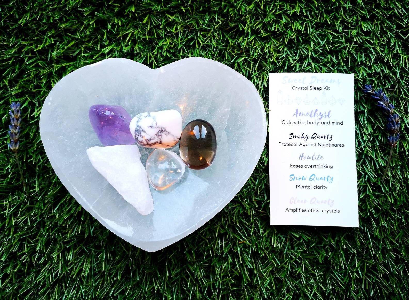 Crystal Sleep Set, Sweet Dreams Crystals Sleep Kit, Ethically Sourced Crystals UK, Gift Includes AA Grade Smoky Quartz, Amethyst