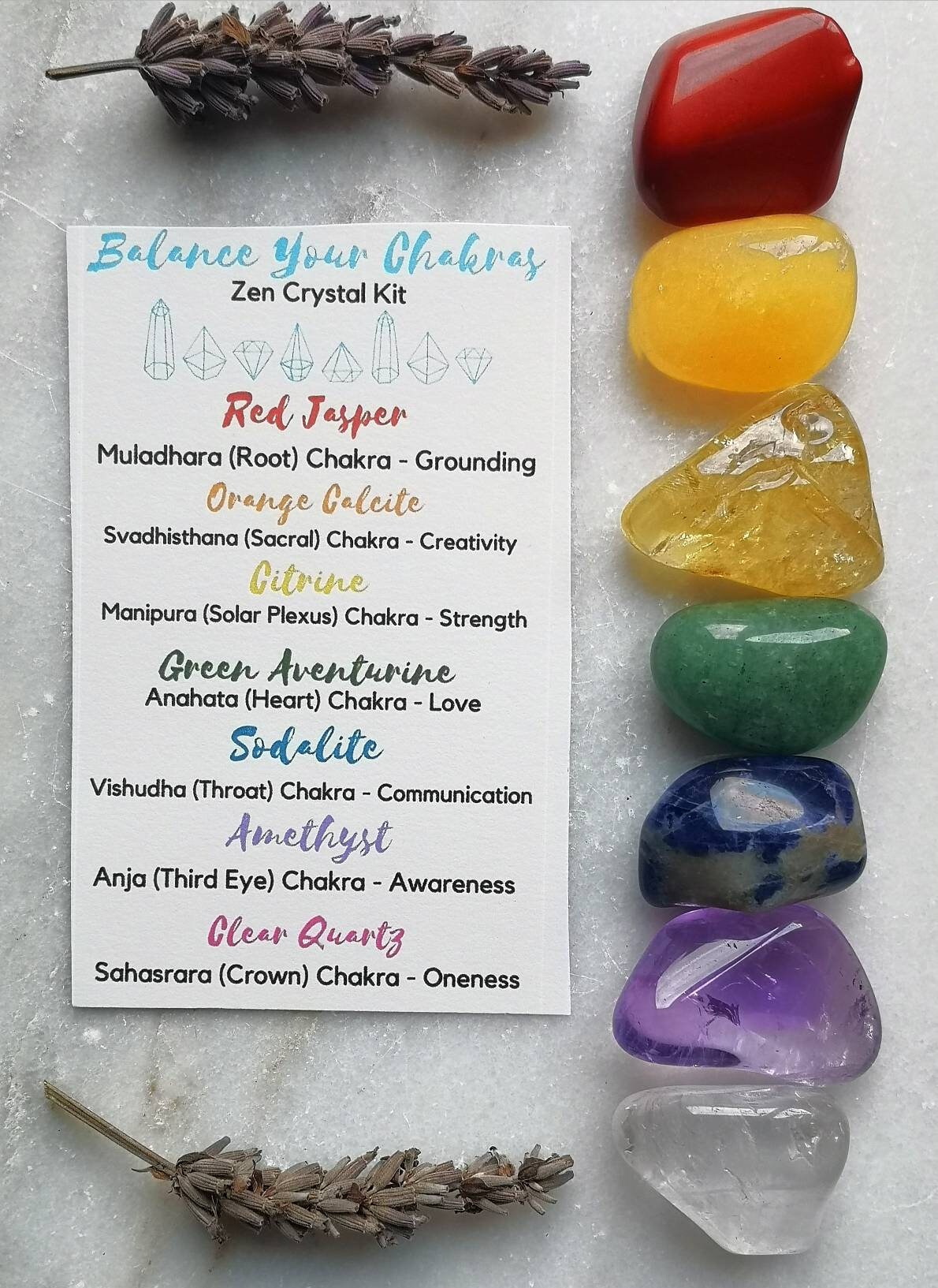 Balance Your Chakras Zen Crystal Kit, Chakra Crystal Set, UK Crystals, Ethically Sourced, Healing Crystals, Crystal Gifts, Reiki, Chakra