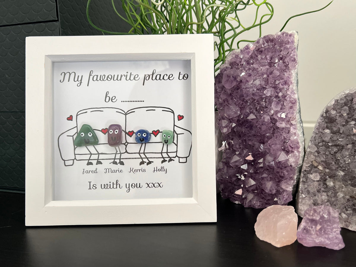 Personalised crystal family art, framed crystal picture for Mum, handmade wedding gift, crystal present for best friend, new home, new baby