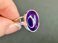 Amethyst Crystal Ring, UK Size P, 925 Sterling Silver, Healing Crystal Jewellery Gift, Purple Gemstone for anxiety, Ethically sourced stones