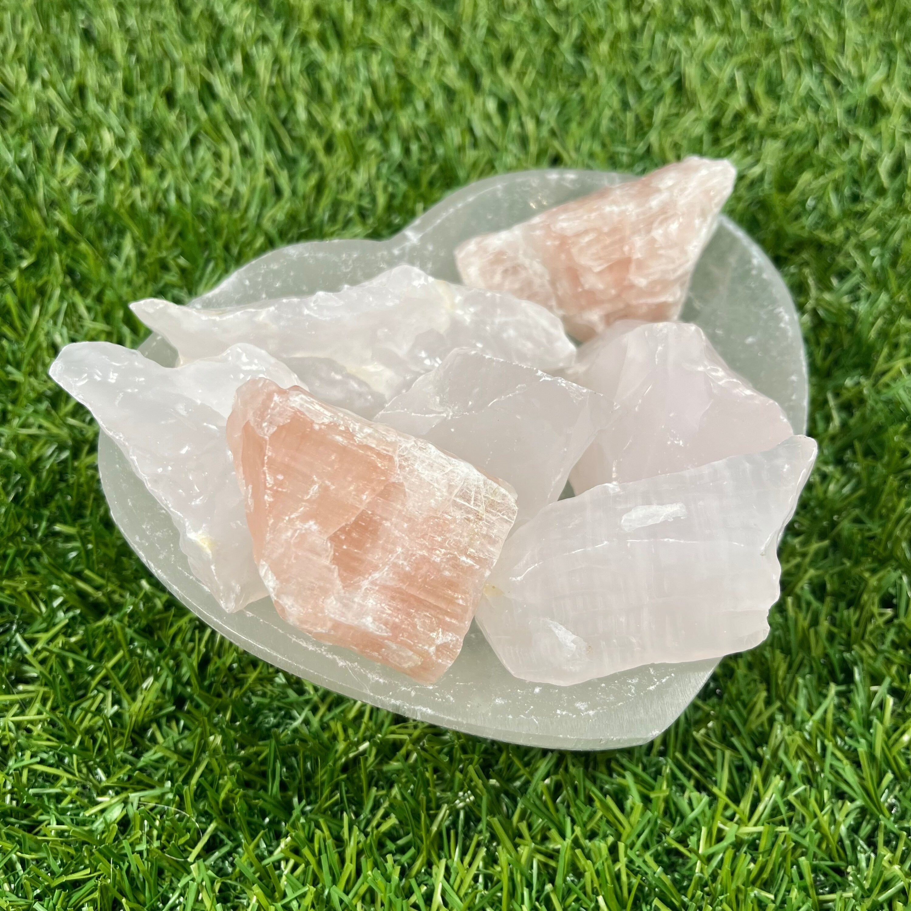 Raw Mixed Calcite Crystal Chunks, Pink, Green, Two Tone and Beige Calcite