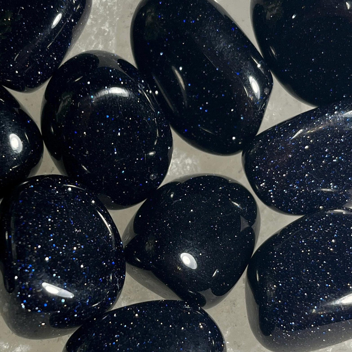 Blue Goldstone Tumblestones , Manmade Crystals , Goldstone , Consciously Sourced , UK Crystals