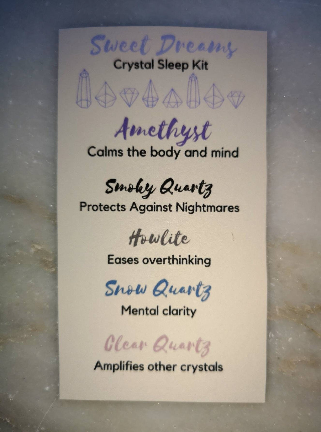 Crystal Sleep Set, Sweet Dreams Crystals Sleep Kit, Ethically Sourced Crystals UK, Gift Includes AA Grade Smoky Quartz, Amethyst