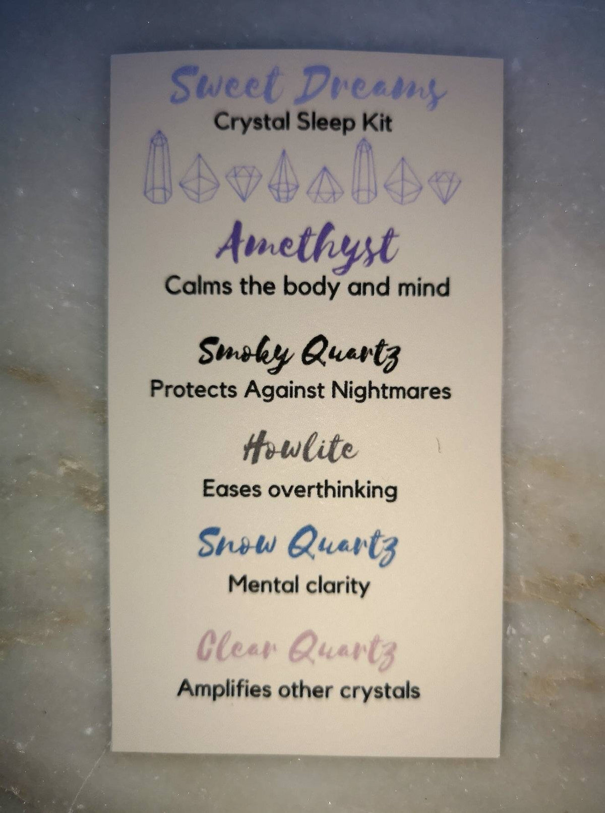 Crystal Sleep Set, Sweet Dreams Crystals Sleep Kit, Ethically Sourced Crystals UK, Gift Includes AA Grade Smoky Quartz, Amethyst