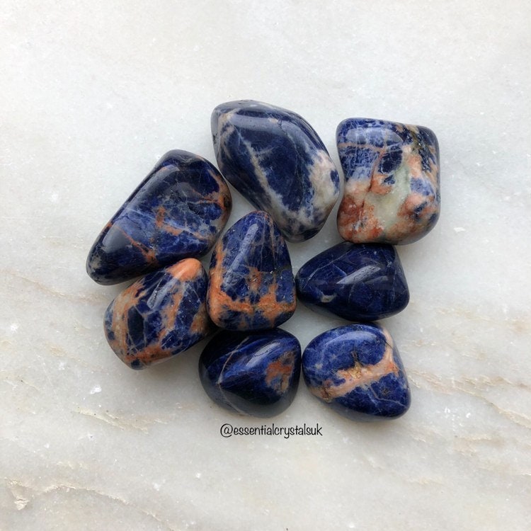 Sunset Sodalite Tumblestones, UK Crystals, Ethically Sourced, Metaphysical Crystals, Relieve Anxiety, Throat Chakra Healer, Crystal Gift