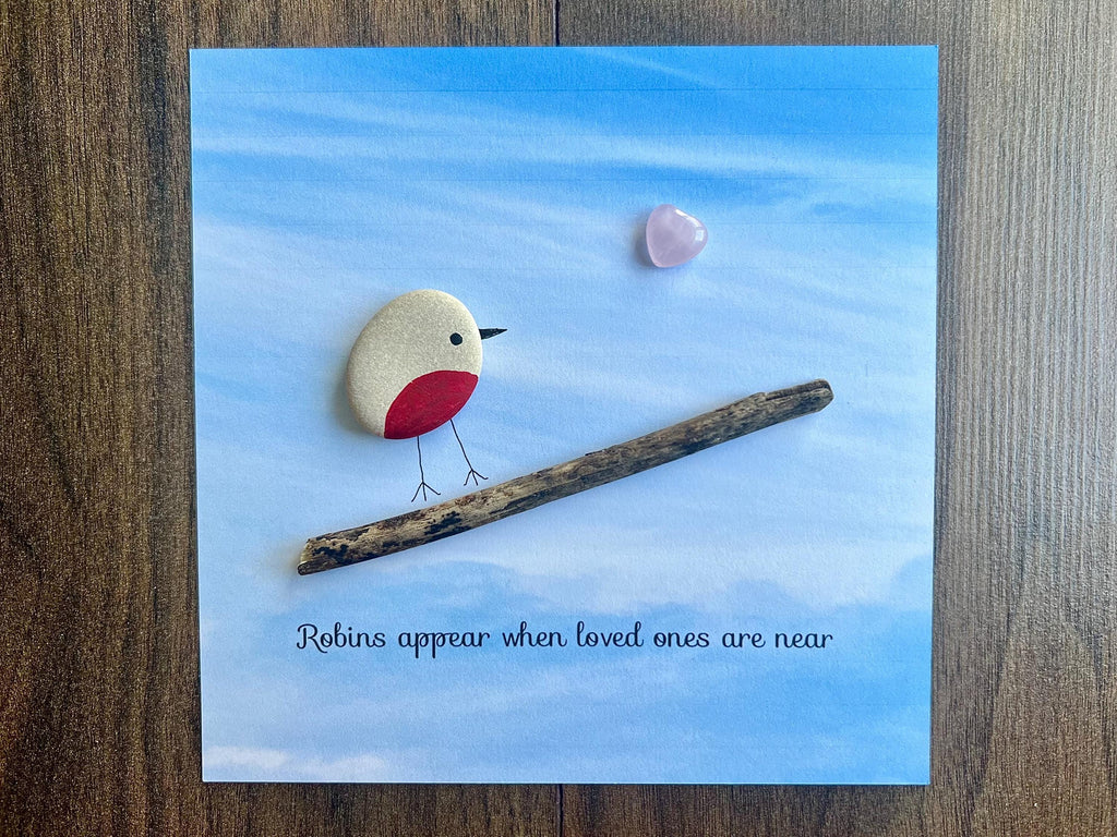 Robins Apear When Loved Ones Are Near, Hand Painted Pebble Art Frame, Remembrance Wall Art, Memorial Keepsake, Sympathy Gift for Bereavement