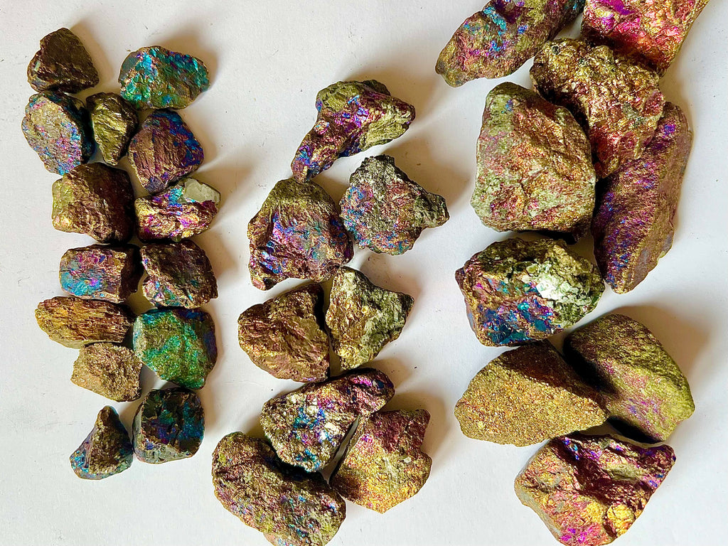 Raw Peacock Ore, Bornite Chunks, Chalcopyrite Rough Stones, UK Healing Crystals, Ethically Sourced, Aura Rainbow Crystal Gift