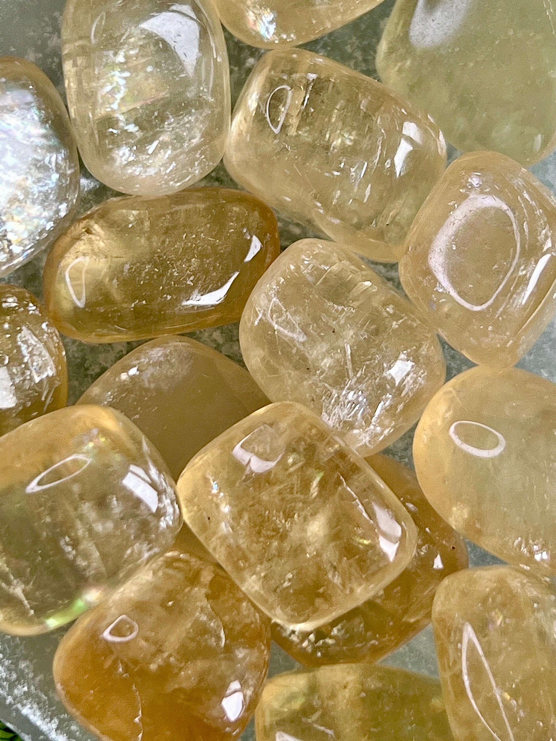 Honey Calcite tumblestones, third eye chakra stone, solar plexus chakra crystal, ethically sourced UK crystal shop, Crystal gift for harmony