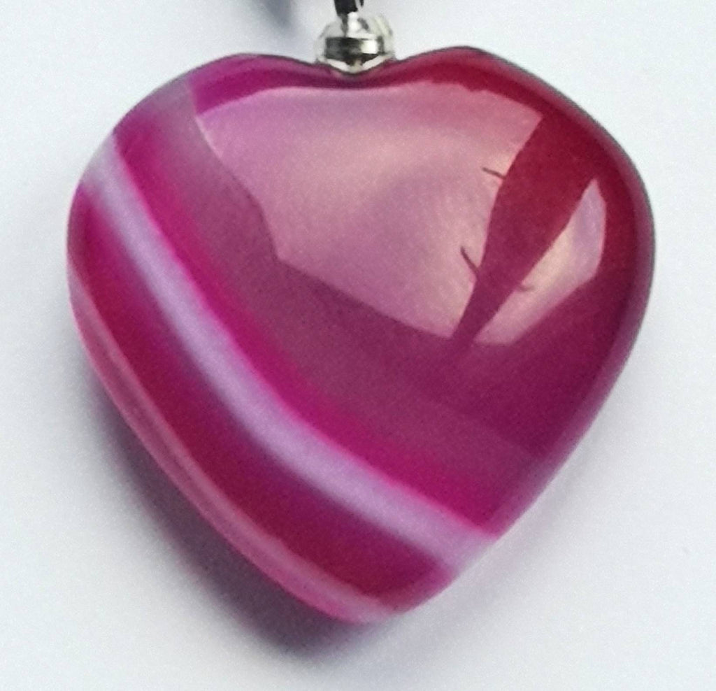 Banded Pink Agate and Rose Quartz Heart Necklaces on Silver Chains, Ethically Sourced, Mother's Day Gifts, UK Crystals, Birthday Present