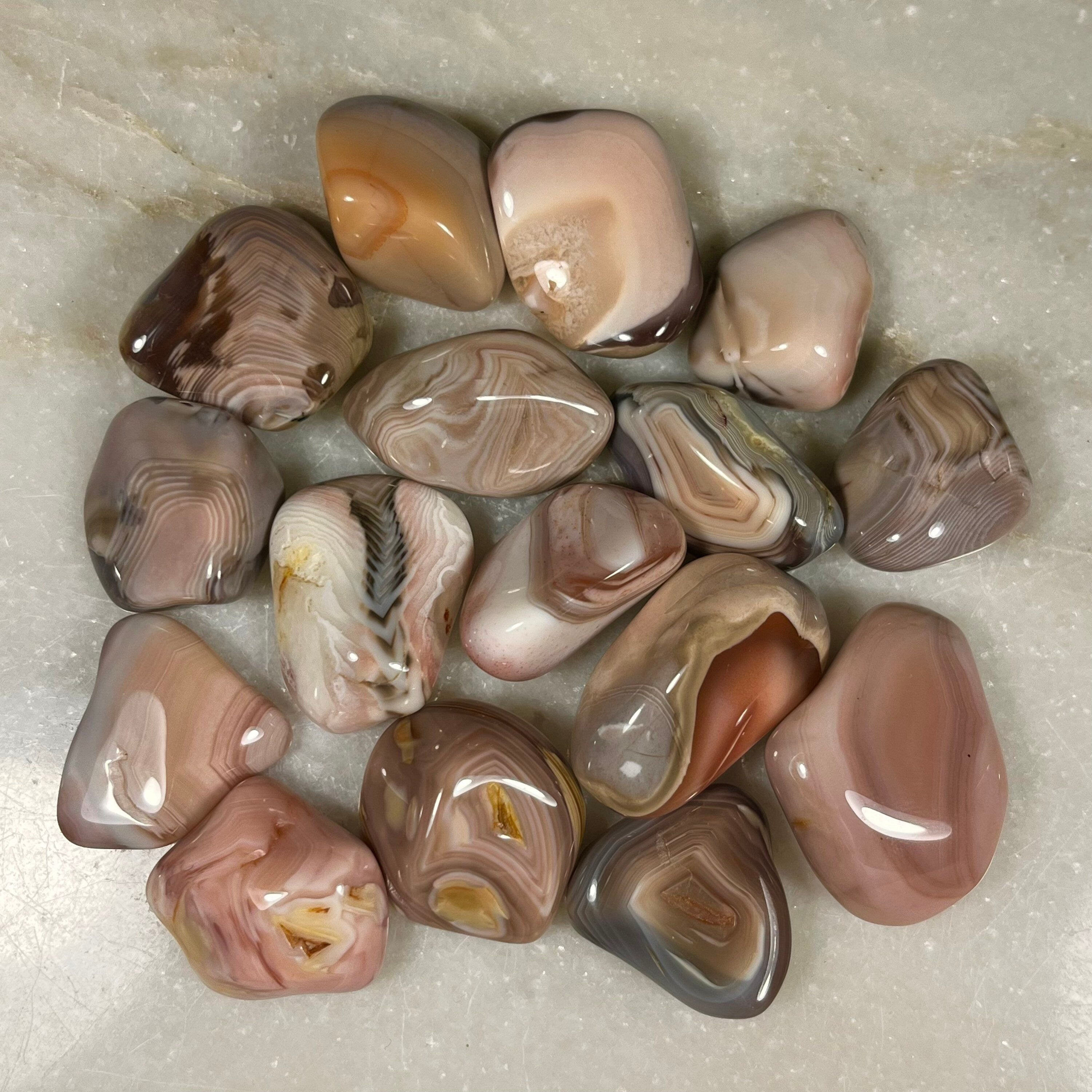 Pink Botswana Agate Mini Tumblestones,  Ethically Sourced UK Crystals