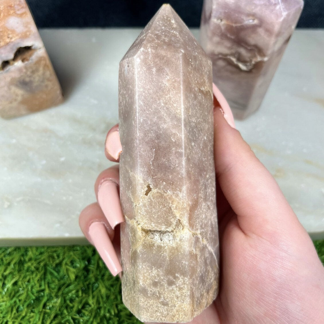 Pink Amethyst Tower, Crystal Point, Obelisk for Heart Chakra, Metaphysical Statement Piece, Druzy Tower B