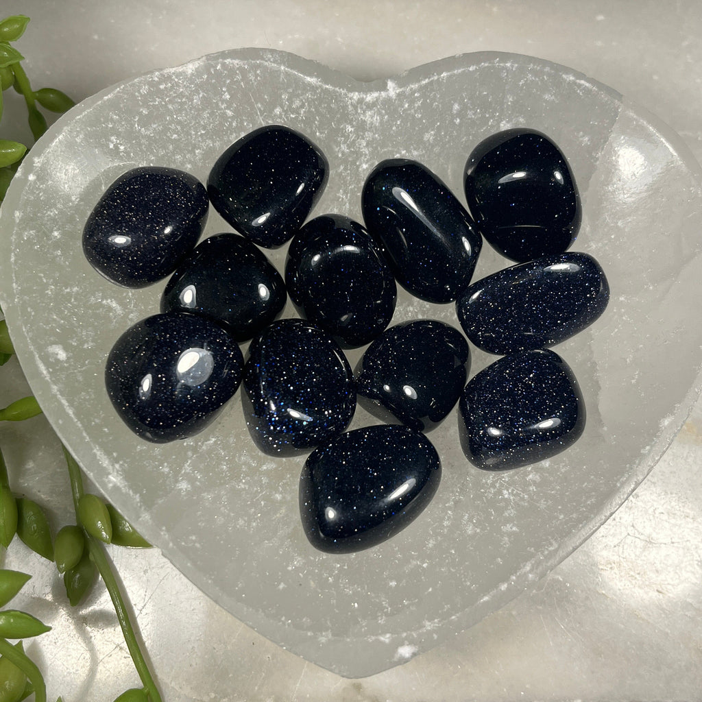 Blue Goldstone Tumblestones , Manmade Crystals , Goldstone , Consciously Sourced , UK Crystals
