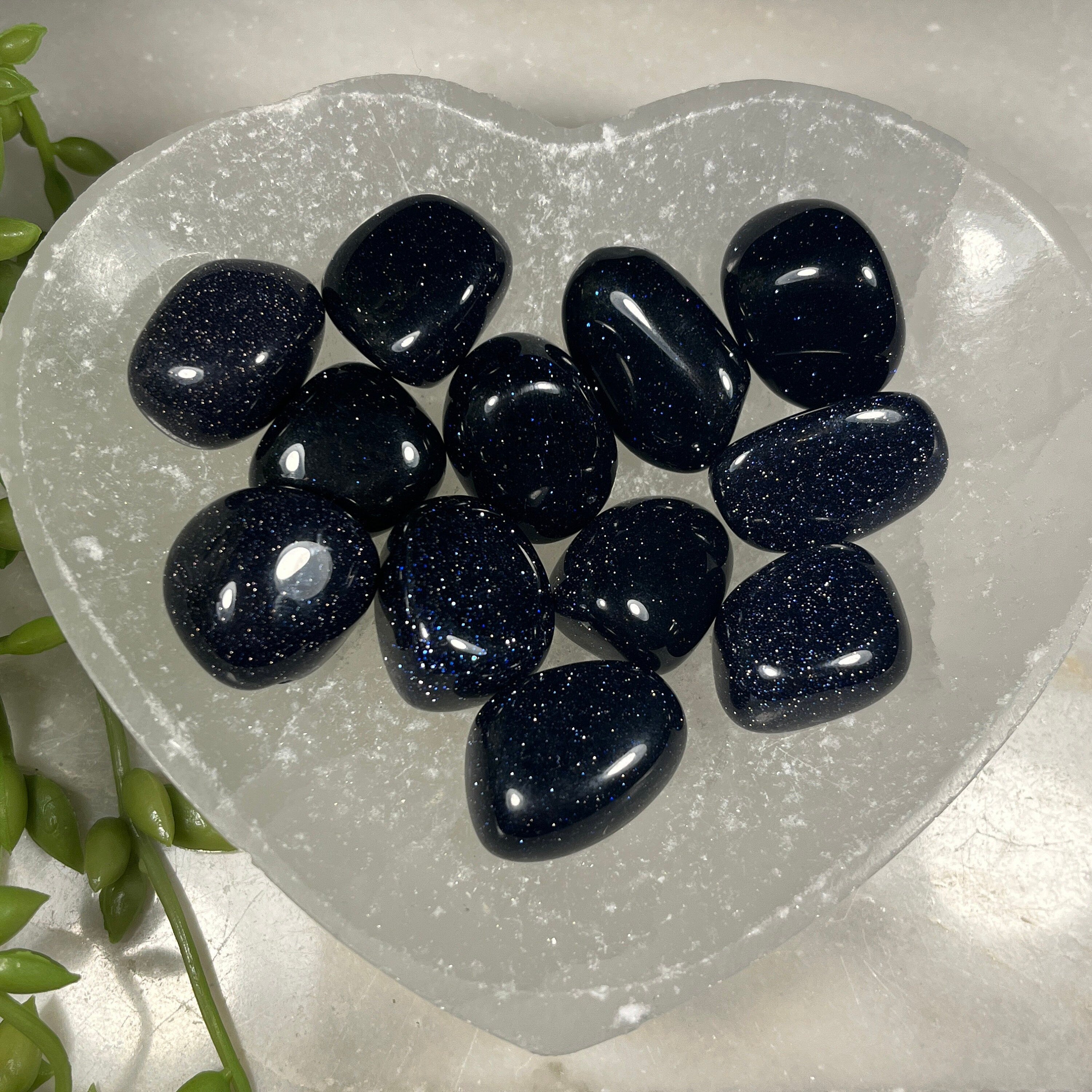 Blue Goldstone Tumblestones , Manmade Crystals , Goldstone , Consciously Sourced , UK Crystals