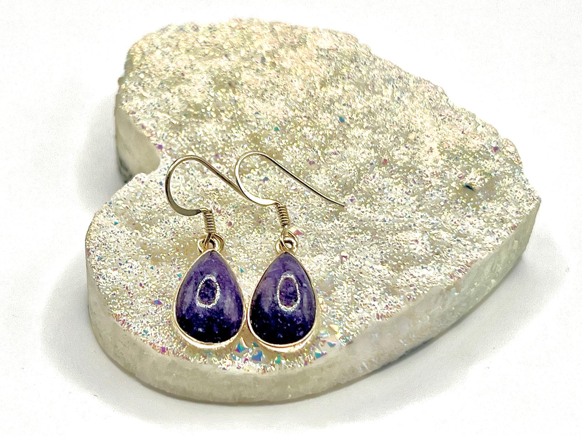 Sterling silver lepidolite dangle earrings, crown chakra gemstone drop earrings for women, metaphysical shops, birthday gift for her