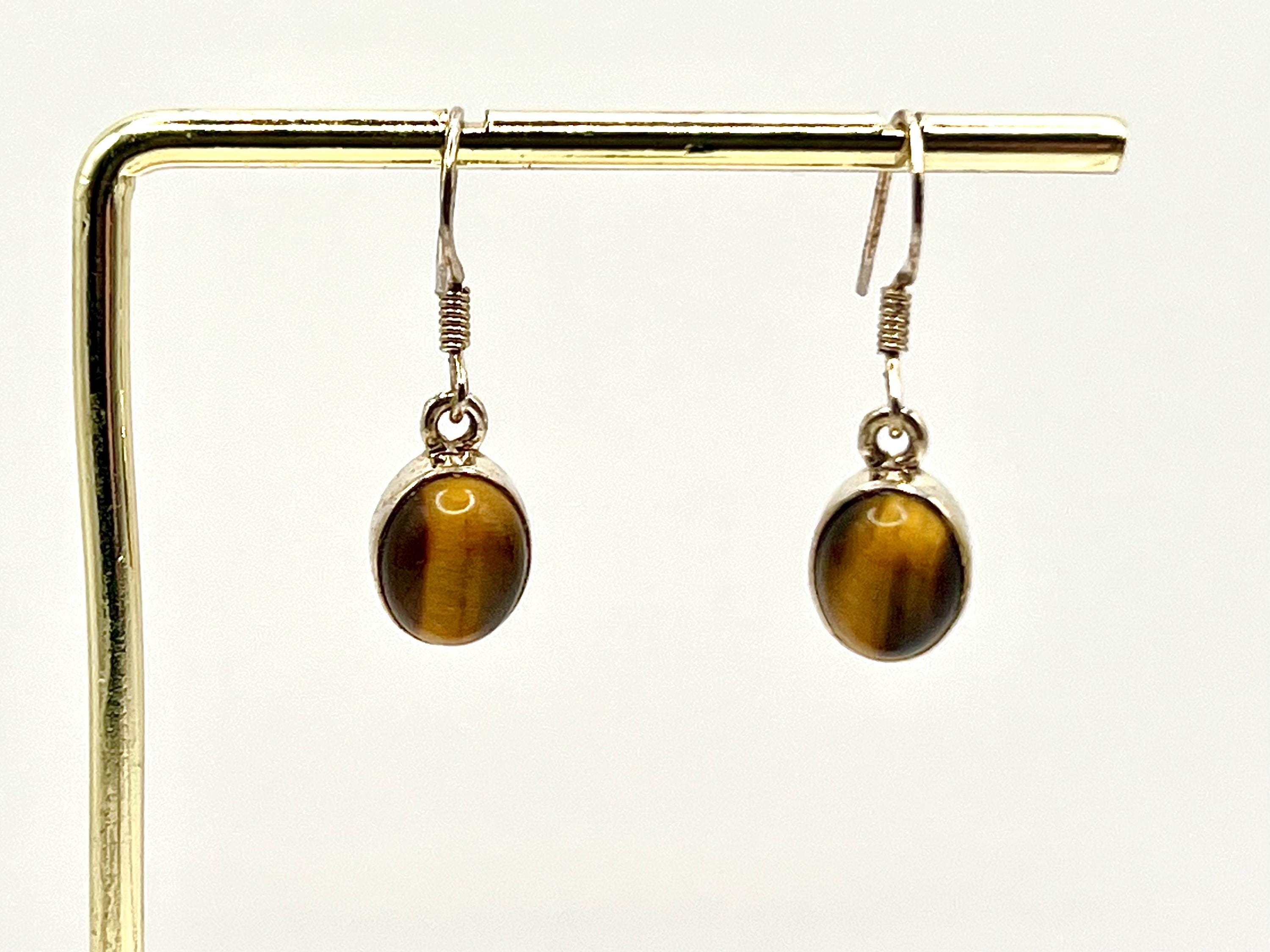 Sterling Silver Tigers Eye Crystal Dangle Earrings, Solar Plexus Chakra Gemstone, Tiger Eye Drop Earring, November Birthstone Gift for her
