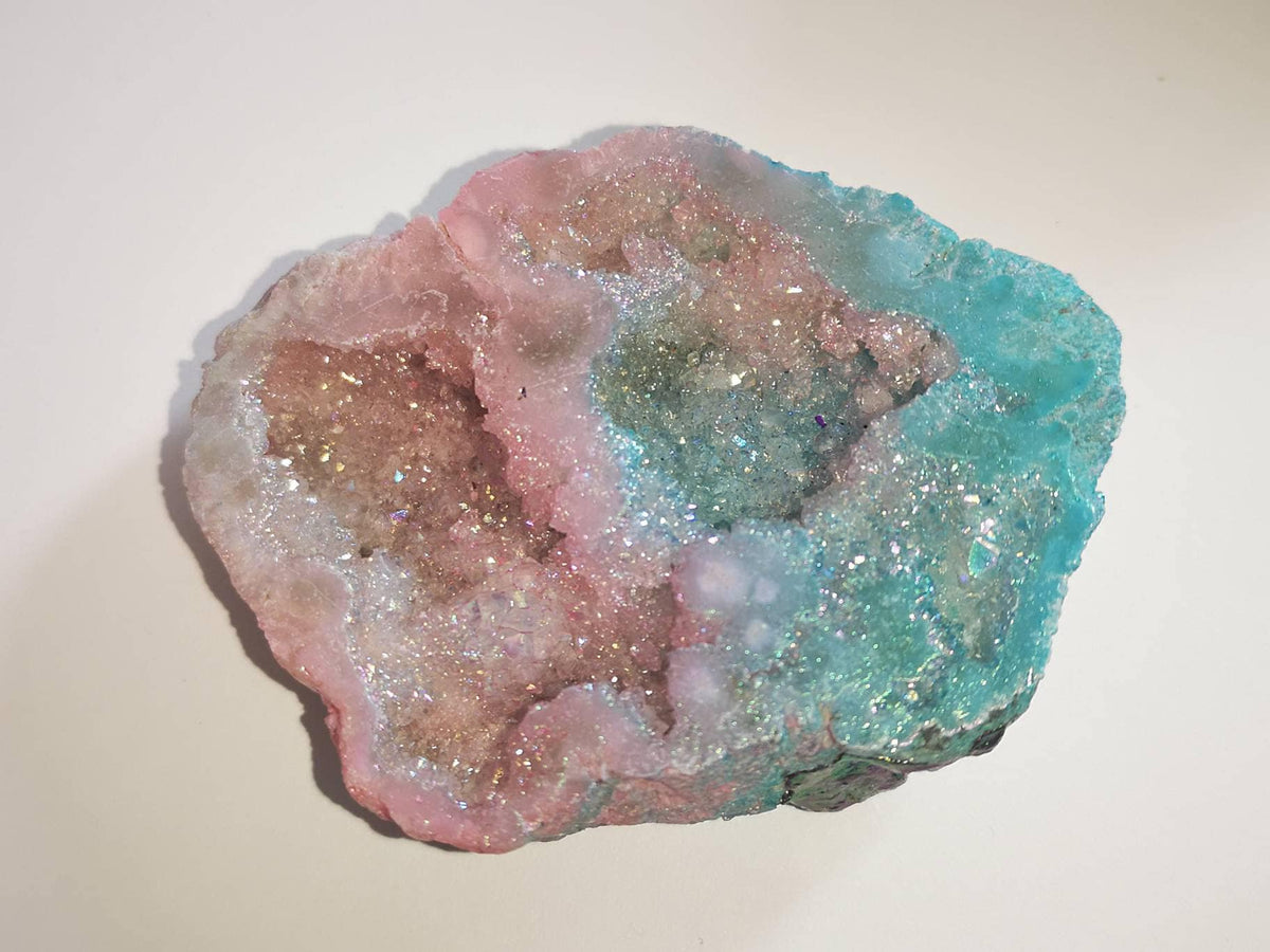 Pink and Blue Aura Quartz Geodes / UK Crystals Clusters / Ethically Sourced Unique Gifts / Healing Crystals / Pink / Blue / Candy Floss