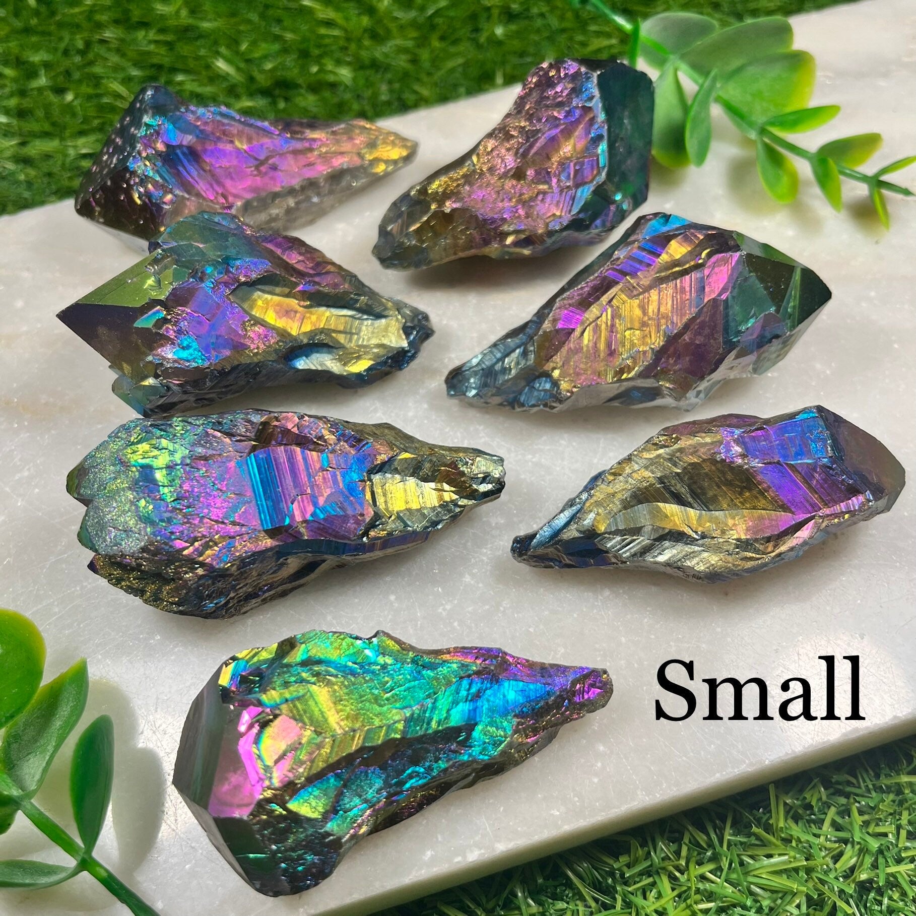 Titanium Aura Quartz Rainbow Points , Aura Quartz , Consciously Sourced Crystals