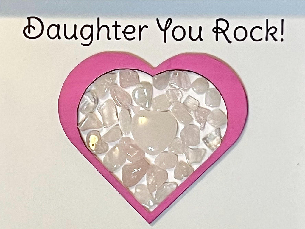 Daughter Gift, Framed Rose Quartz Crystal Heart, Wall Art Decor