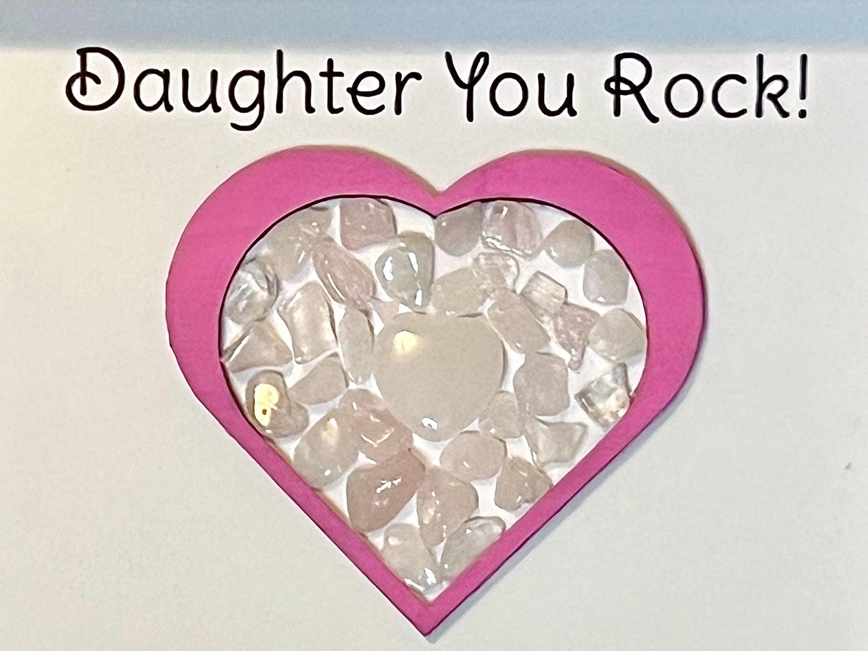 Daughter Gift, Framed Rose Quartz Crystal Heart, Wall Art Decor