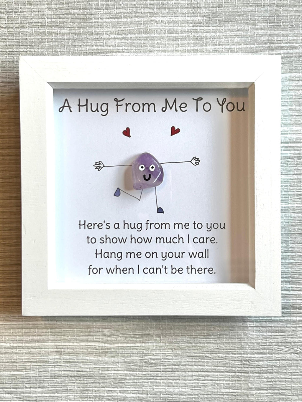 Framed crystal pocket hug picture, crystal present for best friend, new home gift, girlfriend gift ideas, framed crystal art, Amethyst